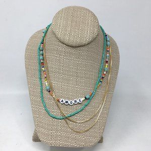 Lucky Brand Turquoise Amore Beaded Layer Necklace, Women's Size OS - Multi